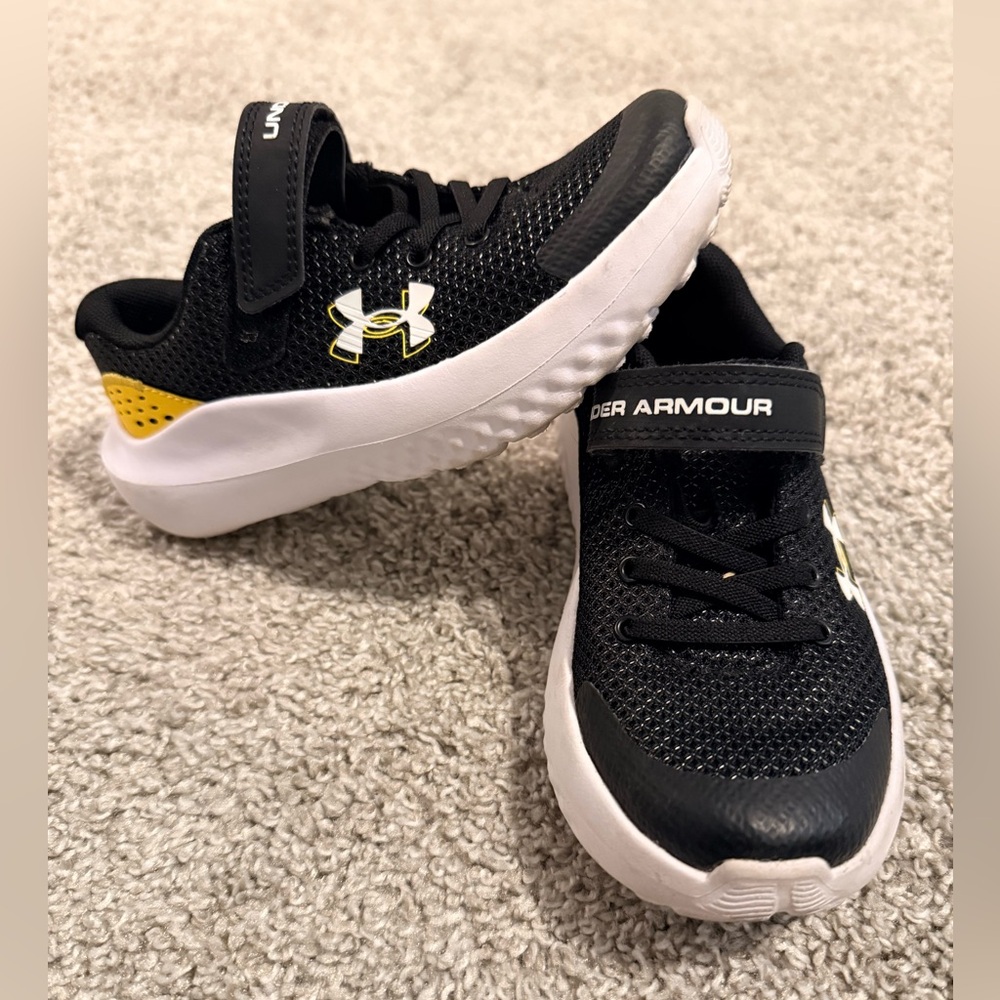 Under Armour Kids Black Sneakers with Yellow Accents